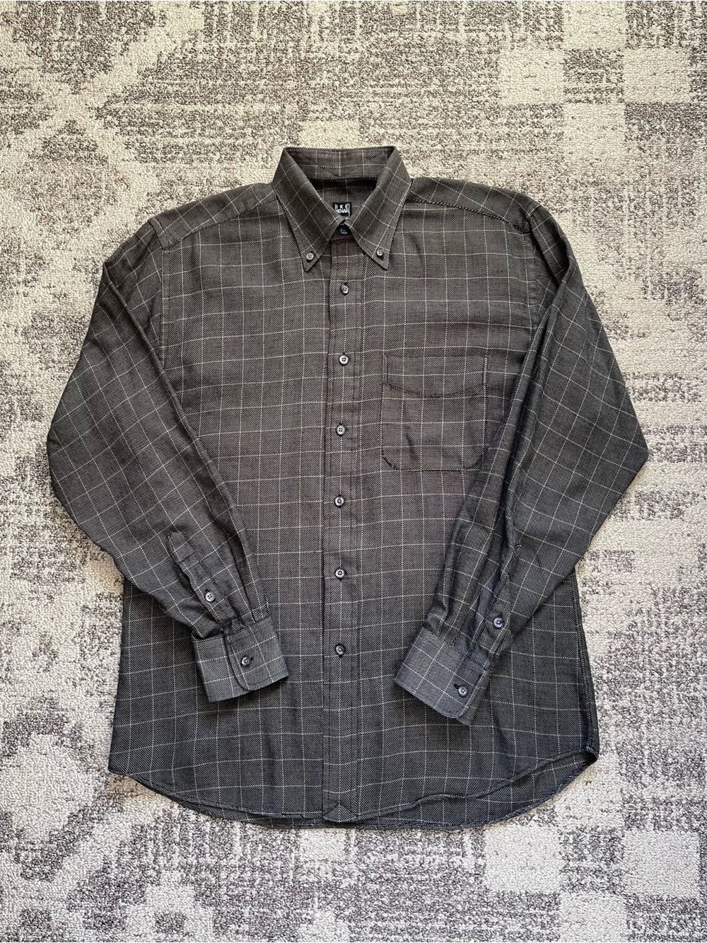 Ike Behar Mens Flannel Shirt M 100% Cotton Made in Hong Kong